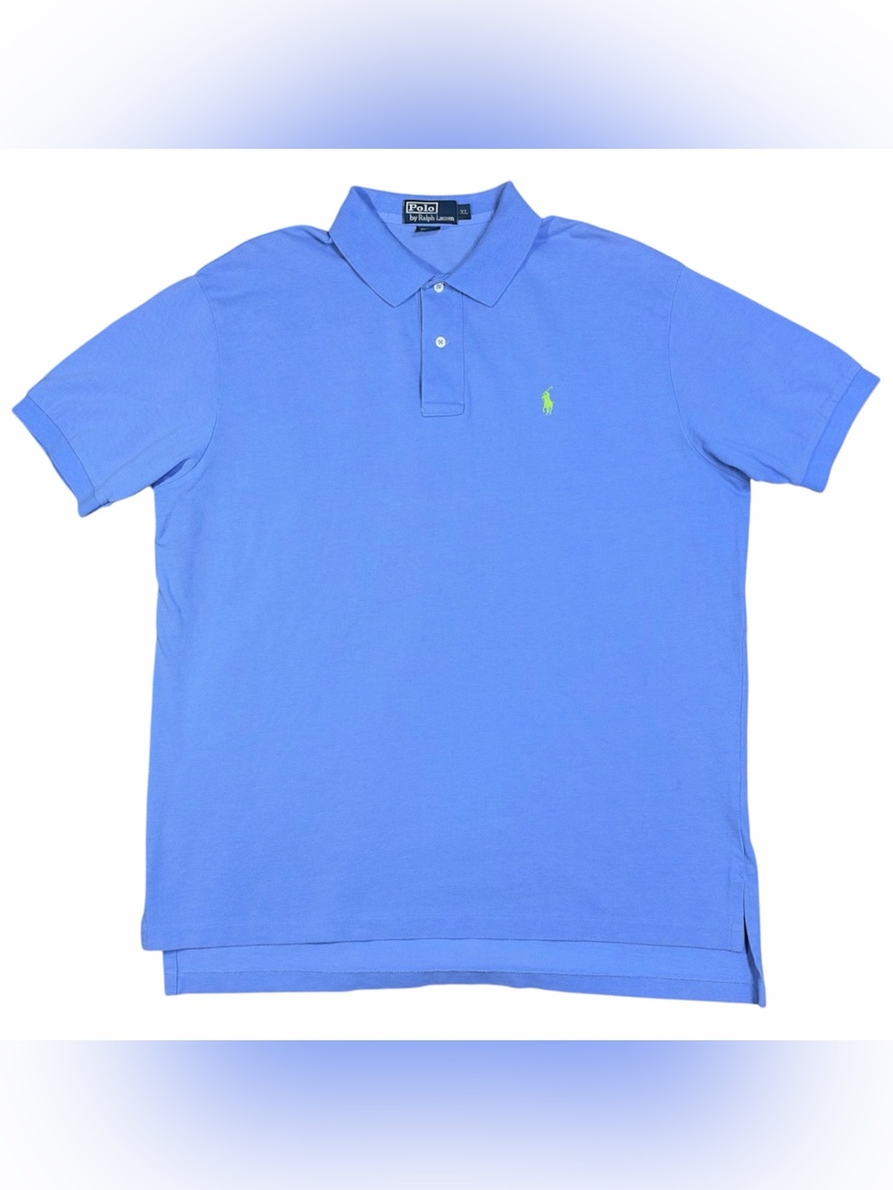 Vintage 90s/Y2K Polo Ralph Lauren Blue Label Mesh Polo Shirt Men’s XL Lime Pony